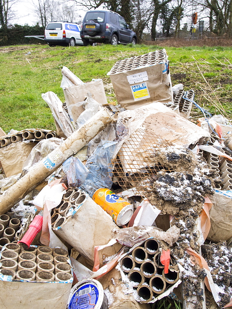 Industrial fireworks illegally dumped in Barrow on Soar, Leicestershire, England, United Kingdom, Europe