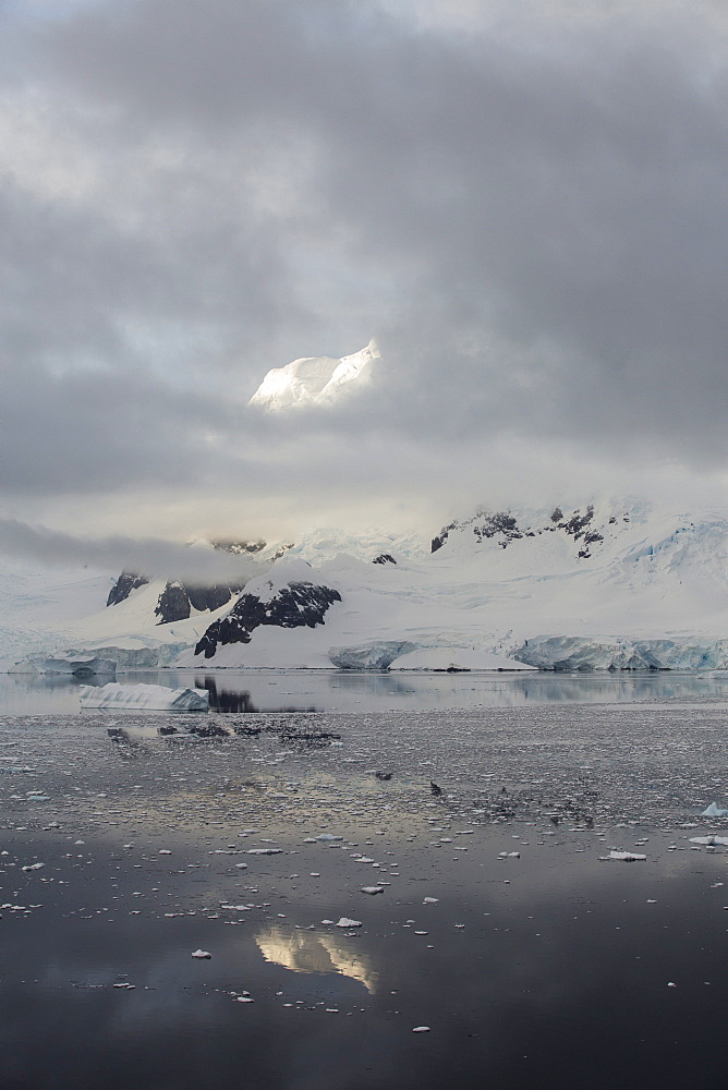 Mount Walker in Paradise Bay off Graham Land on the Antarctic Peninsular. the Peninsular is one of the most rapidly warming places on the planet.