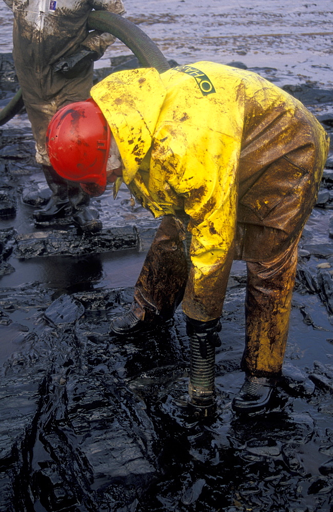 Oil clean up, West Angle Bay, Sea Empress oil spill