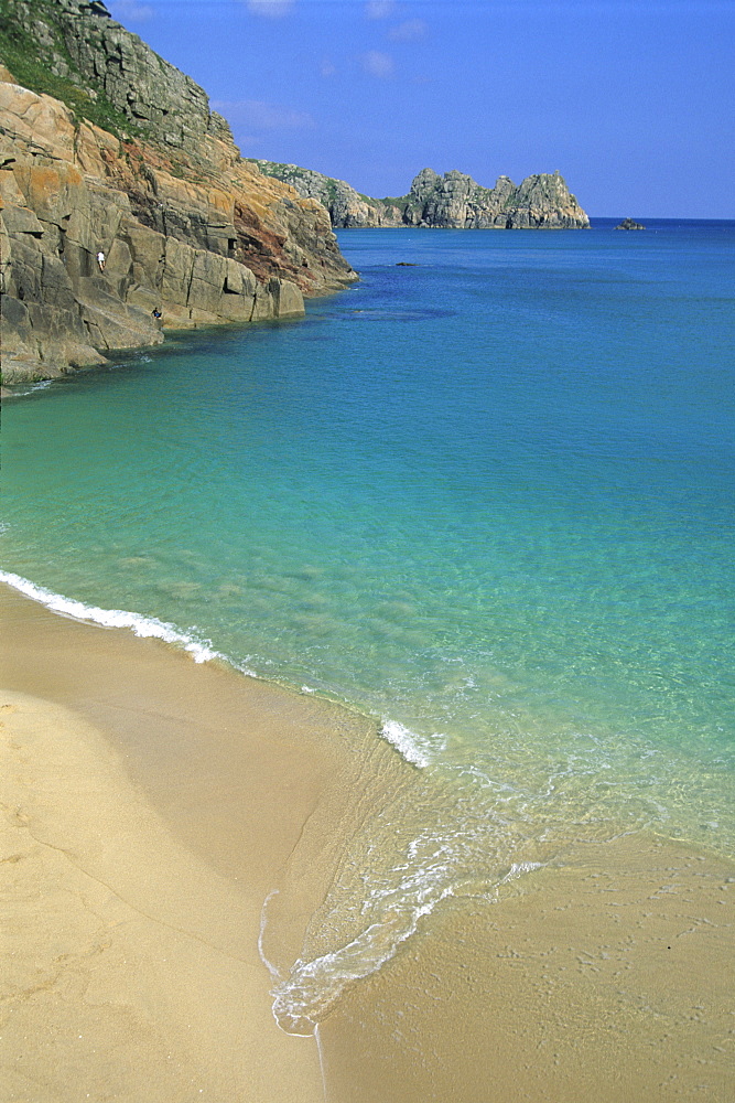 Sandy beach, Porthcurno, Cornwall, England, UK, Europe