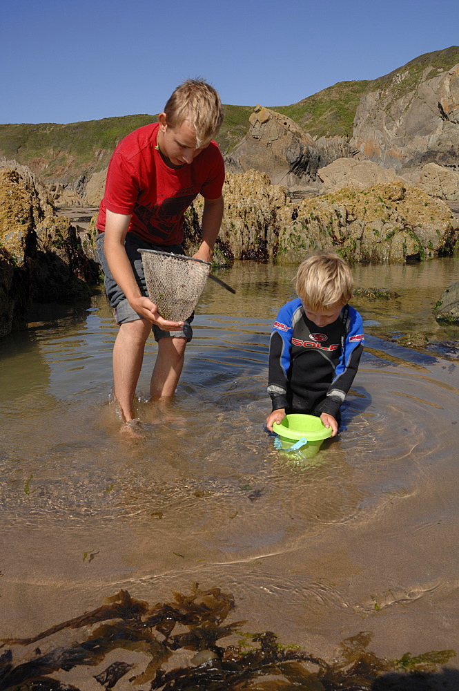 Rockpooling, Marloes Sands, Pembrokeshire, Wales, UK