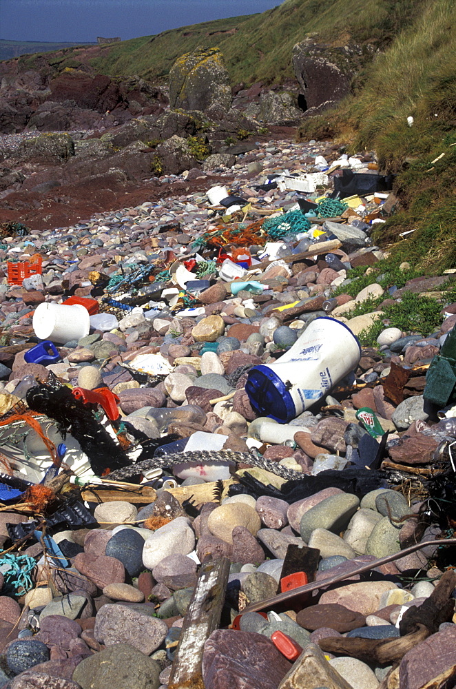 Litter washed up on Freshwater West, Pembrokeshire      (rr)