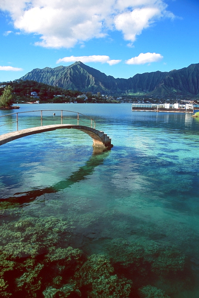 Kaneohe bay and Koolau Mountains, Kaneohe, Oahu, Hawaii, United States of America, Pacific