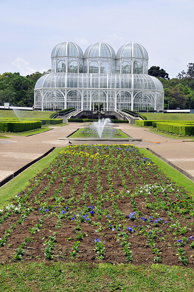 Gardens and greenhouse at the Botanical Garden of Curitiba (Jardim Botanico Fanchette Rischbieter), Paranu, Brazil, South America