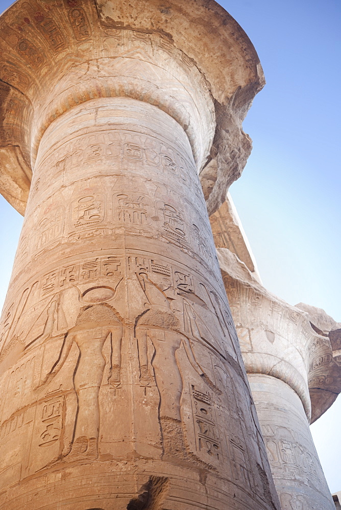 hieroglyphics columns, Karnak Temple Complex. Luxor, Nile Valley, Egypt, Africa 