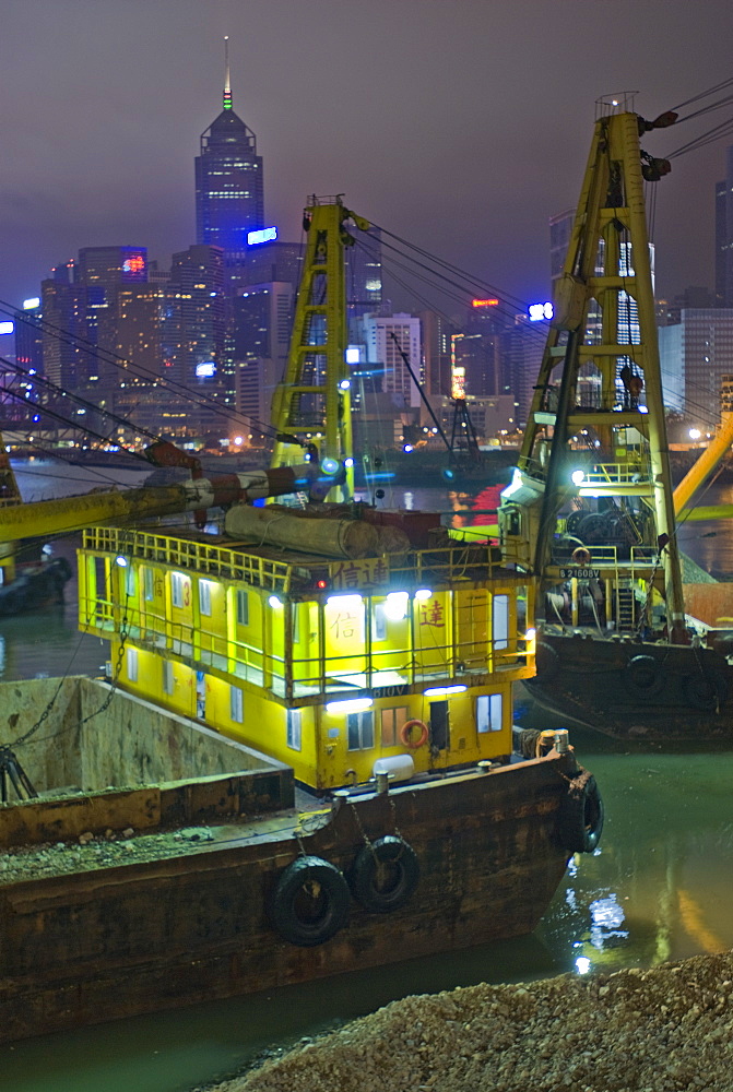 Hong Kong Harbour, reclamation, dredging . Hong Kong, Hong Kong Island, China