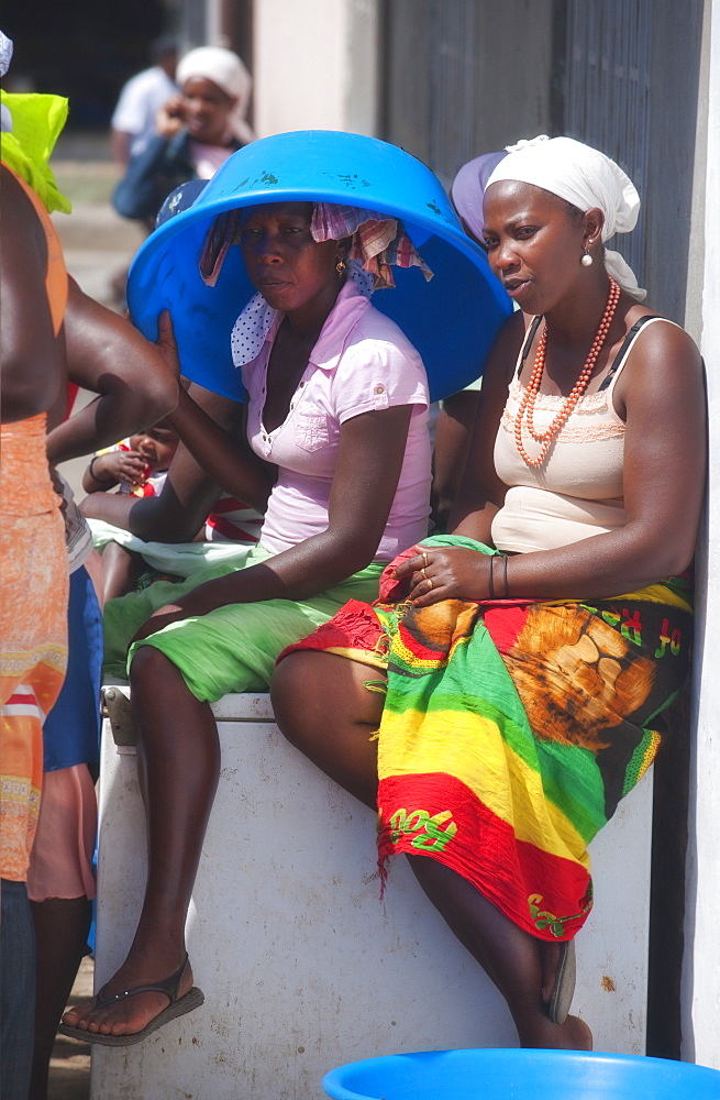 Local Markets, Girls. Praia, Assomada Village, Sao Tiago Island. Cape Verde