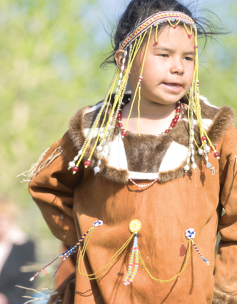 Girl of Koryaks peoples in native clothes, Ossora Village (Koryakskiy Peninsular) Russia, Asia