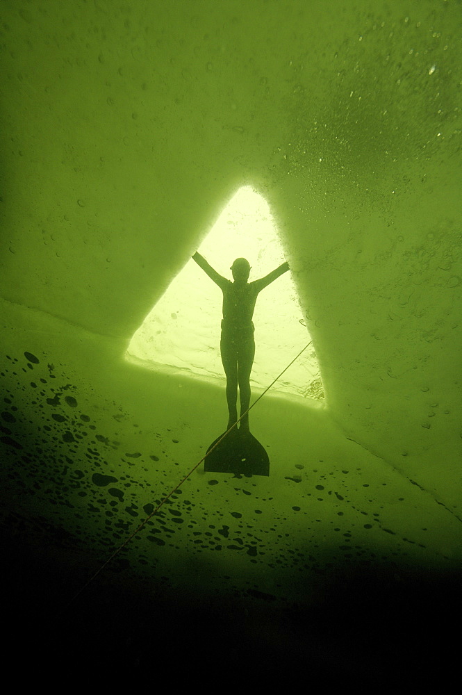 Julia Petrik  Russian freediver. White Sea, Russia