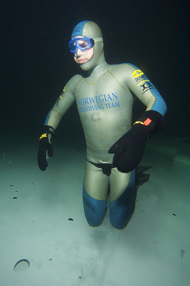 freediver at the Oslo Ice Challenge 2009. Oslo, Norway