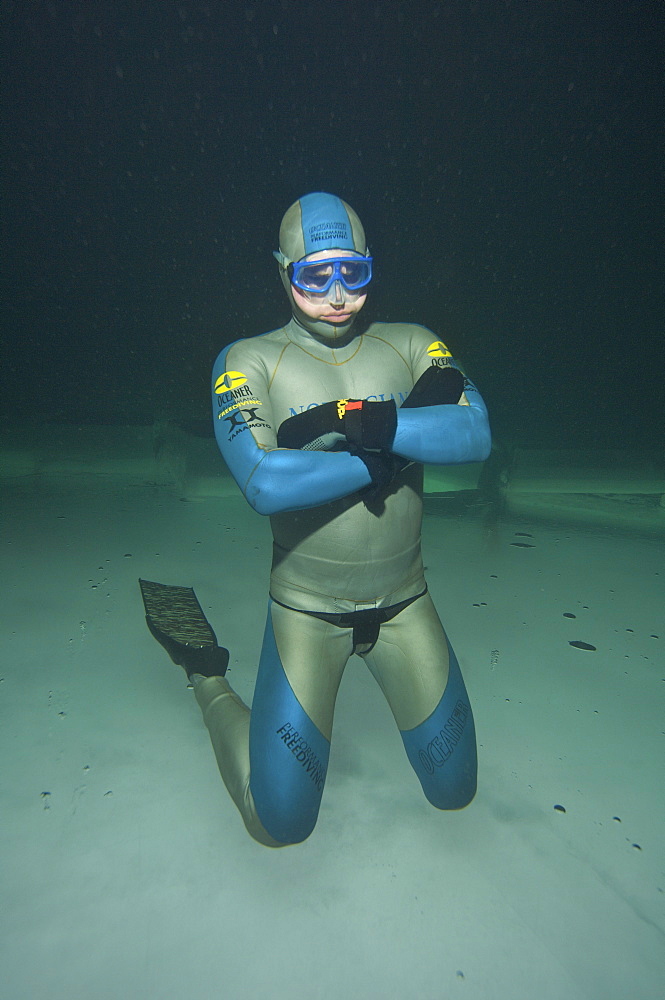 freediver at the Oslo Ice Challenge 2009. Oslo, Norway