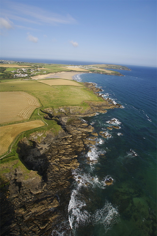 Newtrain bay with Harlyn Bay in Background. Cornwall, UK