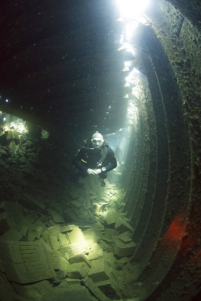 Diving the wreck of The Giannis D, Red Sea, Egypt, North Africa, Africa