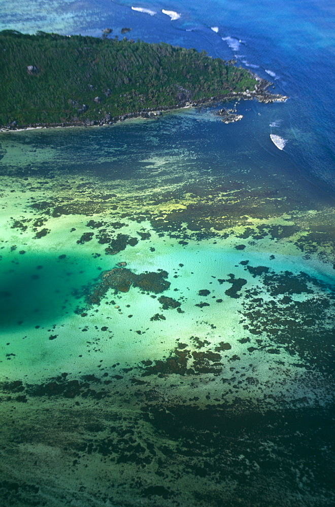 Aerial view of St Anne Marine Park, Mahe, Seychelles, Indian Ocean