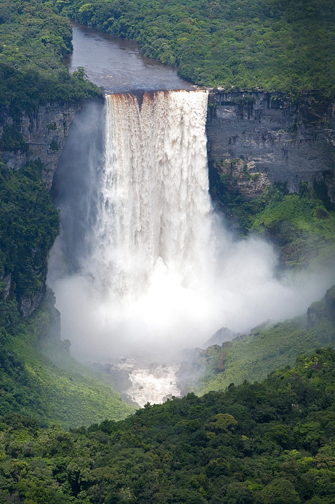 Aerial view of Kaieteur Falls in full spate, Guyana, South America