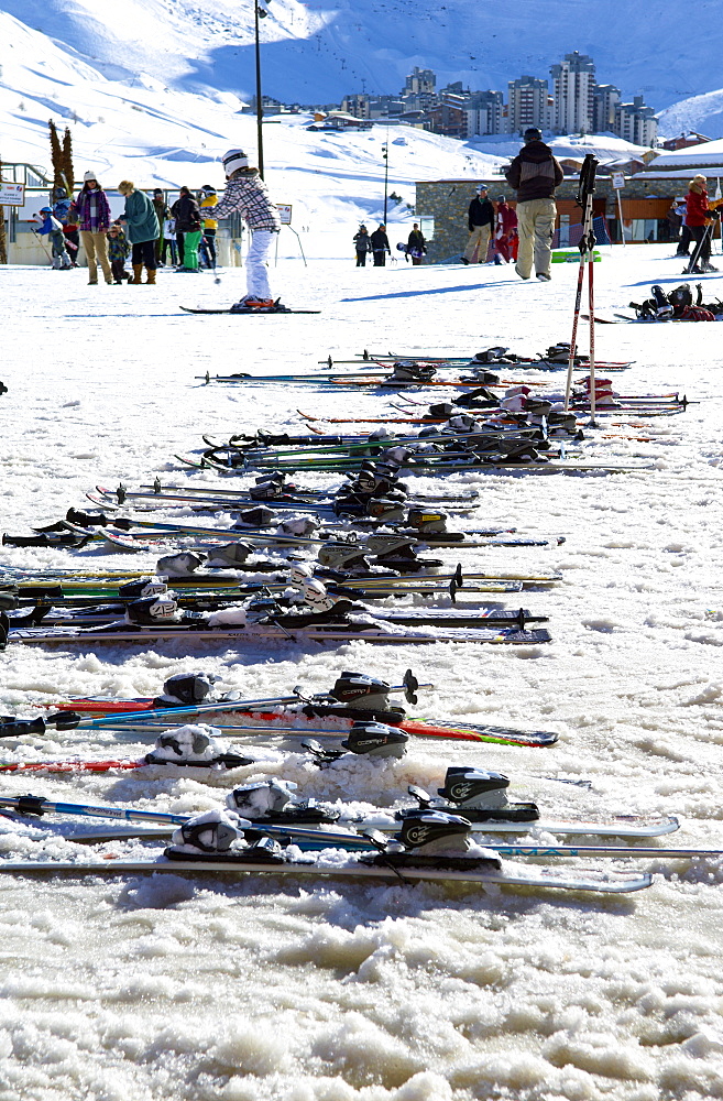 Ski School skis, Tignes, Savoie, Rhone-Alpes, French Alps, France, Europe