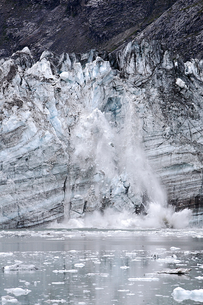 Johns Hopkins Glacier calving in Glacier Bay National Park, Southeast Alaska, USA