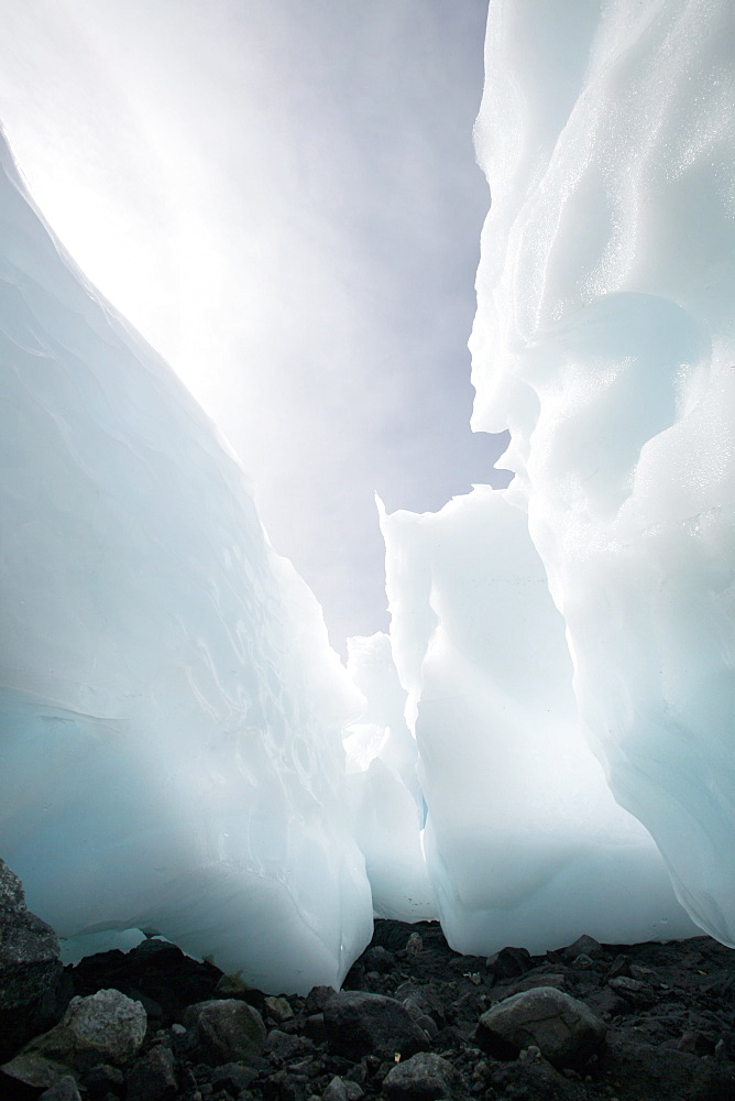 Iceberg left grounded by the low tide on Bird Island in and around the Antarctic Peninsula during the summer months.