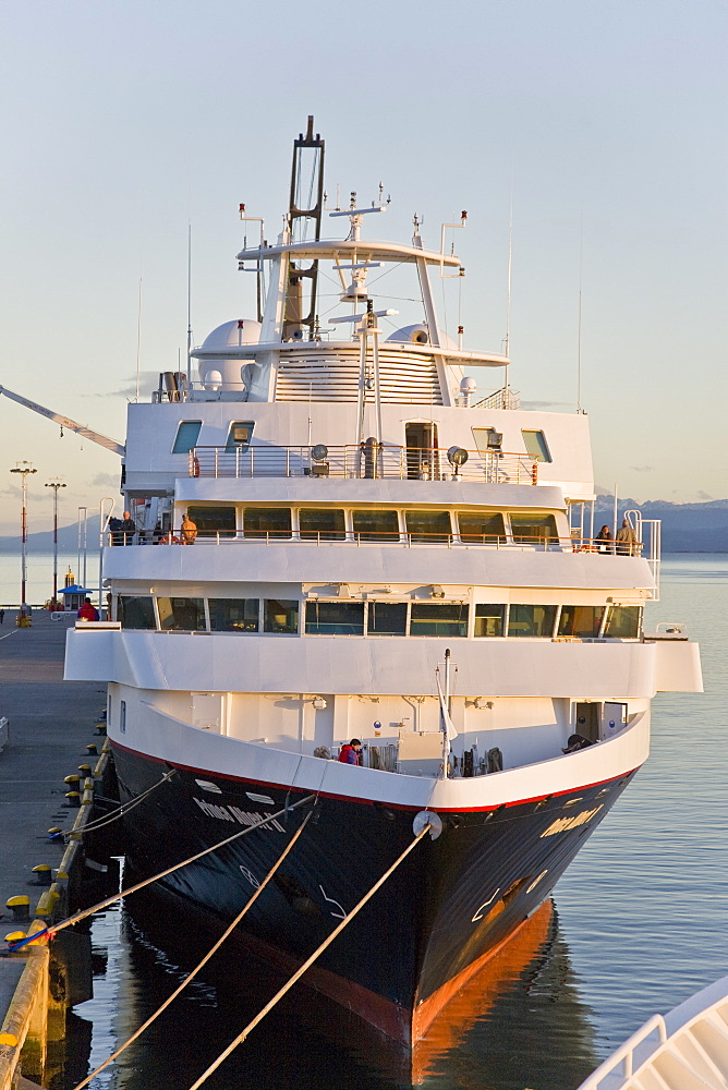 Views of the tourist ship Prince Edward II in Ushuaia, Argentina