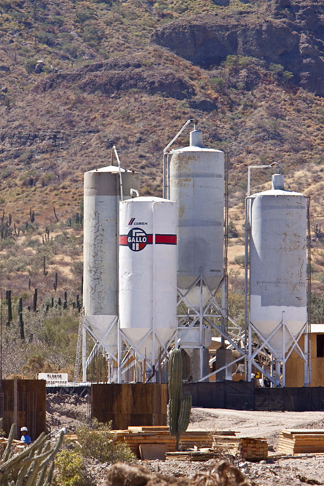 A new resort being built in the Sonoran desert below Las Gigantas mountain range in the Gulf of California (Sea of Cortez) just outside of Loreto, Baja California Sur, Mexico