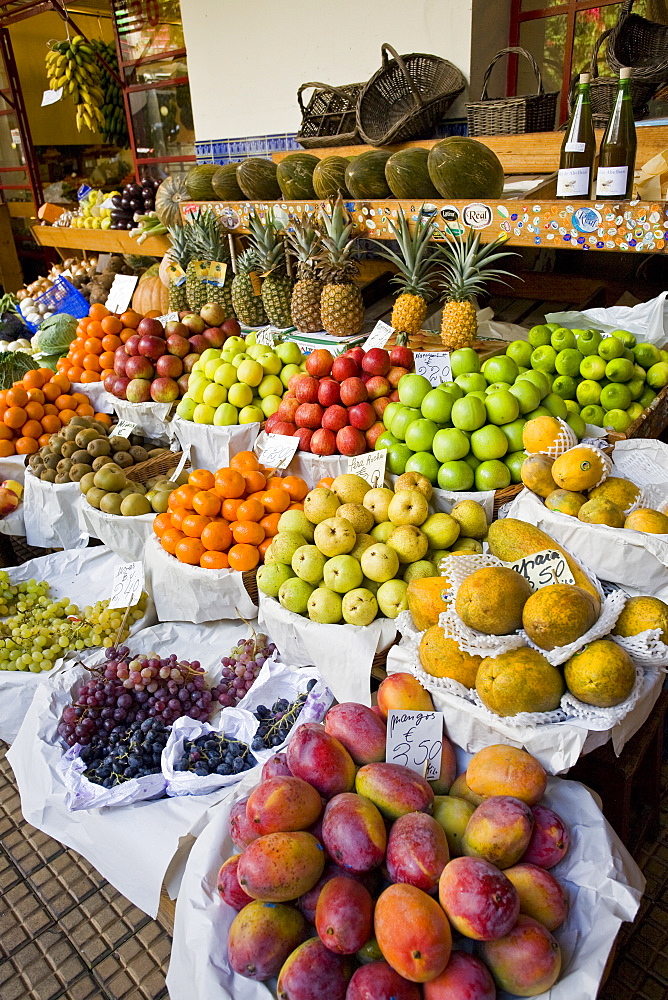 Views from an open air fruit market in Funchal, Madeira, Portugal