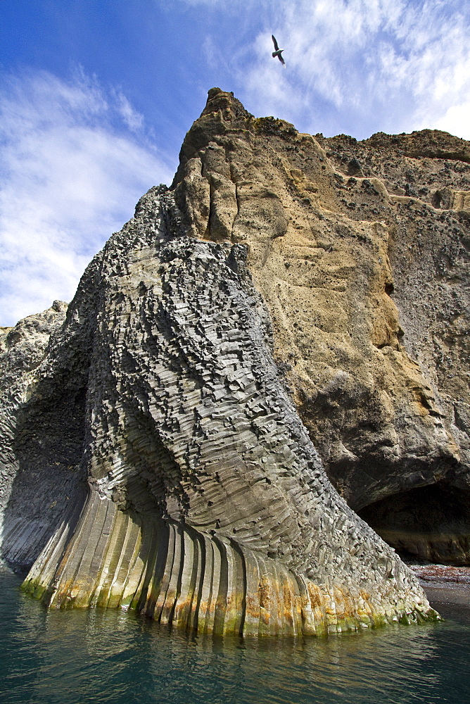 Zodiac cruising among columnar basalt in Hvalvï¿½Ã¯ï¿½Â¿ï¿½Â½ï¿½Ã‚ï¿½Â¡k Bay on the northern coast of Iceland