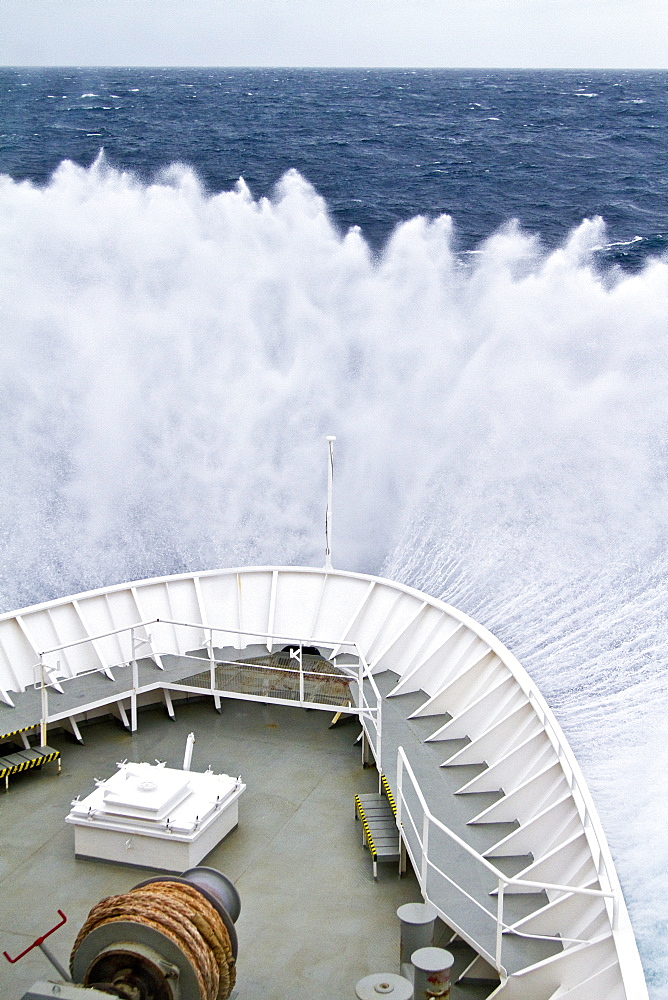 The Lindblad Expedition Ship National Geographic Explorer operating in heavy seas near South Georgia in the austral summer months