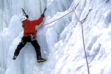 Young ice climber near Telluride, Colorado