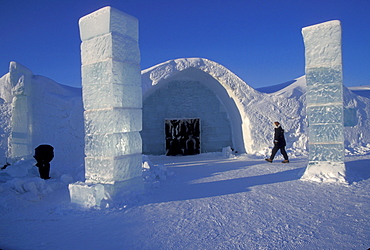 Entrance to the Ice Hotel, Jukkasjarvi, Sweden.