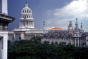 Storm over Capitolio and Central park, Old Havana, Cuba