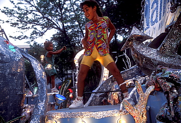 Young dancers on a float, Carnival, Santiago de Cuba, Cuba