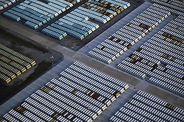 Aerials of the Paducah Gaseos Diffusion Plant, KY. There are 38,000 cylinders of depleted uranium (uranium tetrafloride UF6) which is the waste from the enrichment process of uranium.