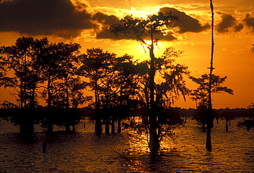 Sunset overthe Atchafalaya River near Lafayette, Louisiana