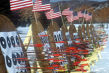 Targets in the relatively new sport of Ski Archery, a sport similar to biatholon but with archery instead of rifles, in Park City, Utah