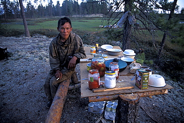 Khanty man at a Russian oil exploration camp, northwestern Siberia, Russia