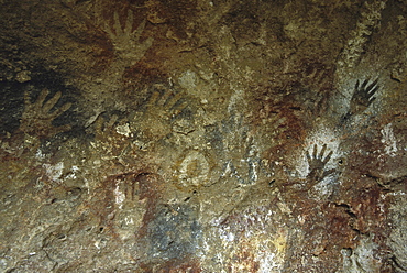 Cave paintings at Estancia La Maria, Argentina. They are between 4,500 and 13,000 years old.