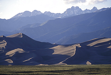 Great Sand Dunes National Monument in the San Luis Valley, Colorado. The highest sand dunes in North America are found here.