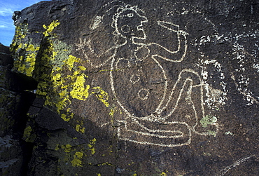 Prehistoric Indian petroglyphs on a volcanic ridge in the Galesteo Basin near Santa Fe, New Mexico