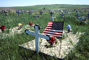 A cemetery on an Indian Reservation, South Dakota