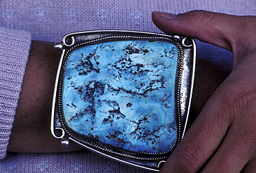 A large turquoise bracelet, Santa Fe, New Mexico.