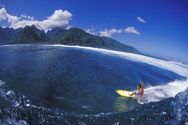 Hawaiian surfer: Pancho sullivan captured surfing at Teahupoo, on the island of Tahiti in French Polynesia.