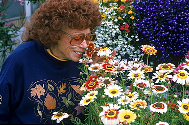 During summer when the eagles are away, Jean Keene enjoys flower gardening at her modest home on the Homer Spit in Alaska.