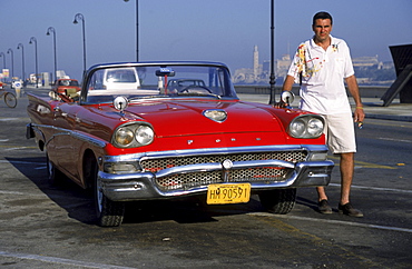 1957 Ford Convertible, near harbor, Havana