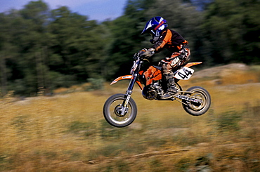 Hugo Grandpierre riding his motocross bike in Pertuis, France.