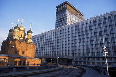 St. Maxim's the Blessed Church near Red Square and the Hotel Russia, Moscow, Russia.