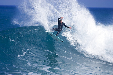 Pancho Sullivan surfing at Pupukea Beach on Oahu's North Shore on the 4th of March, 2005.