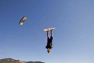 Reuben Lenten flies inverted above Hood River and lets it all hang out.