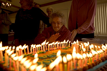 Lydia Newton celebrates her 112th birthday with friends and family making her among the 20 oldest living human beings on earth.    Lydia, born March 23, 1893, shares oatmeal every morning with her 90 year old daughter Margaret Rader in their triple wide trailer at a small trailer park outside of town.   "I eat oats with half and half and we don't watch the fat let me tell you" says Lydia.  "We were never out to make a lot of money, just to live.  We made our own toys out of rubber bands and spoons and I think we were a lot happier than kids today"  says lydia who has not had a cold or flu for 23 years.  As for politics..."It goes in one ear and out the other.  I don't care who the next president is.  They are all a bunch of liars.  I have decided that if the men can't run this country its about time they give a woman a chance."