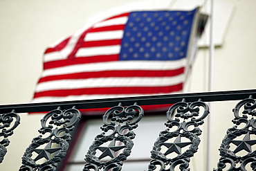 American Flag on a wall.