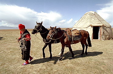 Shepherds life on a Kyrgyz alpine pasture